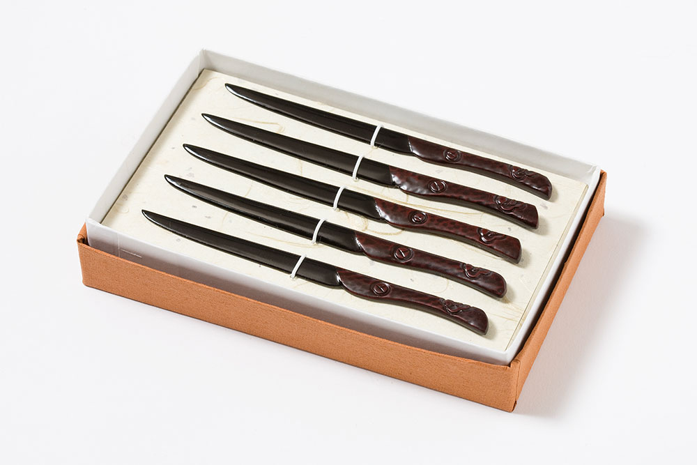 楊枝ナイフ 梅 黒 五本組