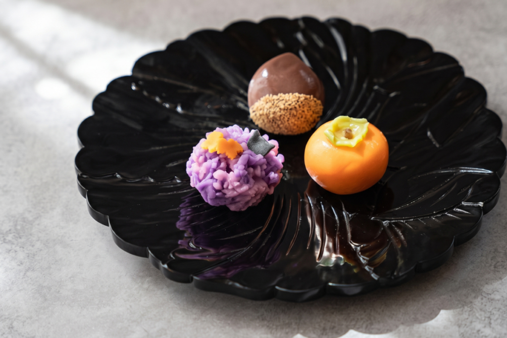 菓子皿 牡丹崩し 呂色　秋